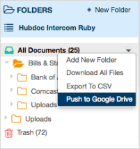 Image of Hubdoc Folders menu