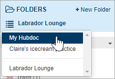 Under Folders, click the organisation name, then select My Hubdoc.