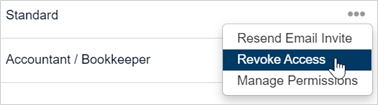 Icon of three horizontal dots, with cursor selecting the Revoke Access option.