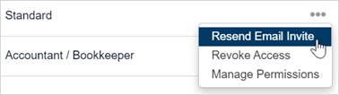 Icon of three horizontal dots, with cursor selecting the Resend Email Invite option.